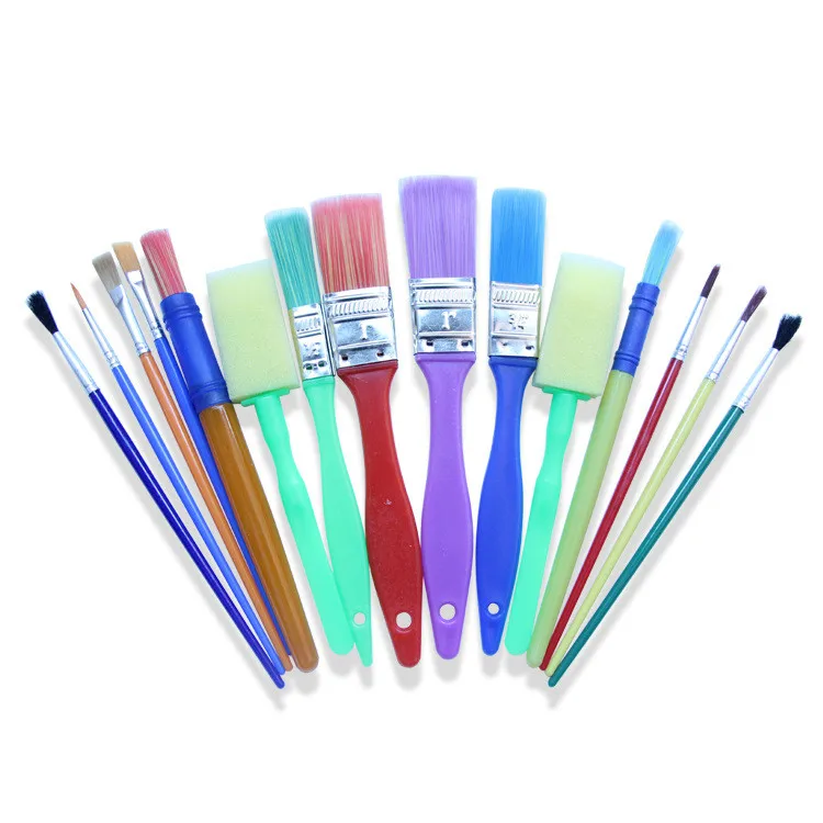 15pcs/set Paint Brush Watercolor Oil Art Supplies, Kids Sponge Stamper For Children Watercolor Oil Gouache