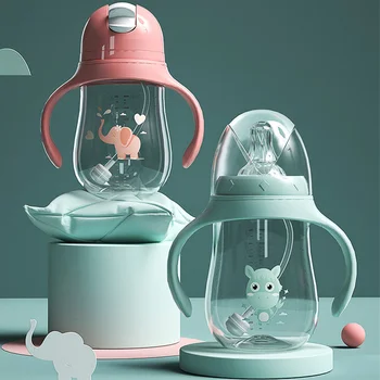 Mamadeiras de grande calibre para crianças, mamadeiras, copo, bola de gravidade, dupla utilização, leite, água, sem BPA, crianças infantis