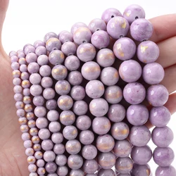 Purple Color Golden Jades Bead Natural Stone Beads for Jewelry Making DIY Bracelet Necklace Earring Accessories 4/6/8/10/12mm