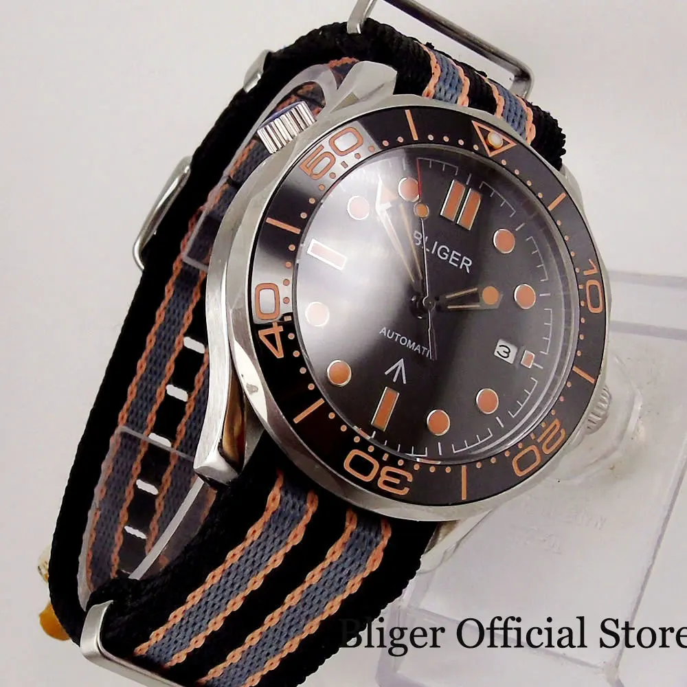 BLIGER Mechanical 41mm Men Watch Sapphire Glass Nylon Band MIYOTA Movement Rotating Bezel Date Window