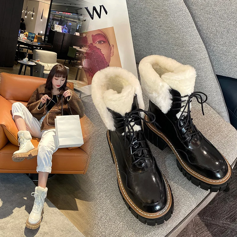 Cow Leather Snow Boots Women Genuine Leather Comfortable Wool 2022 New Winter Boots Winter Keep Warm Ankle Boots Platform Boots