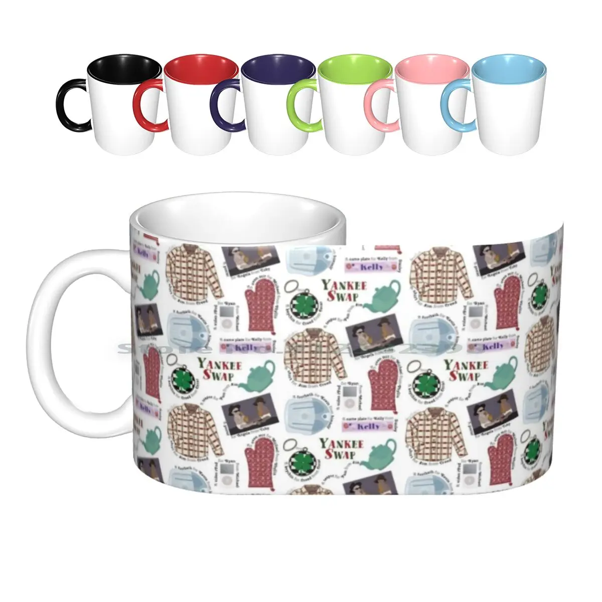 Yankee Swap Pattern Ceramic Mugs Coffee Cups Milk Tea Mug Yankee Swap Christmas Xmas Christmas Holidays Holiday Secret Santa