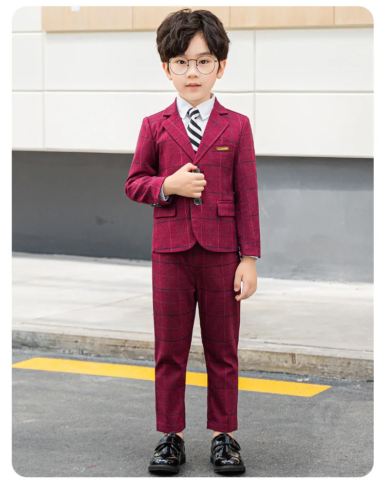 

Flower Boys Formal Jacket Vest Pants Bowtie Wedding Suit Kids Birthday Dress School Children Gentleman violin dance show Costume