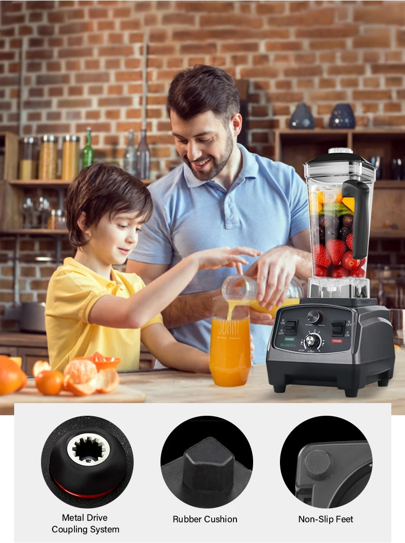 BioloMix 3HP 2200W Heavy Duty handlowy mieszalnik czasowy sokowirówka owoce robot kuchenny koktajle lodowe BPA bezpłatne 2L Jar