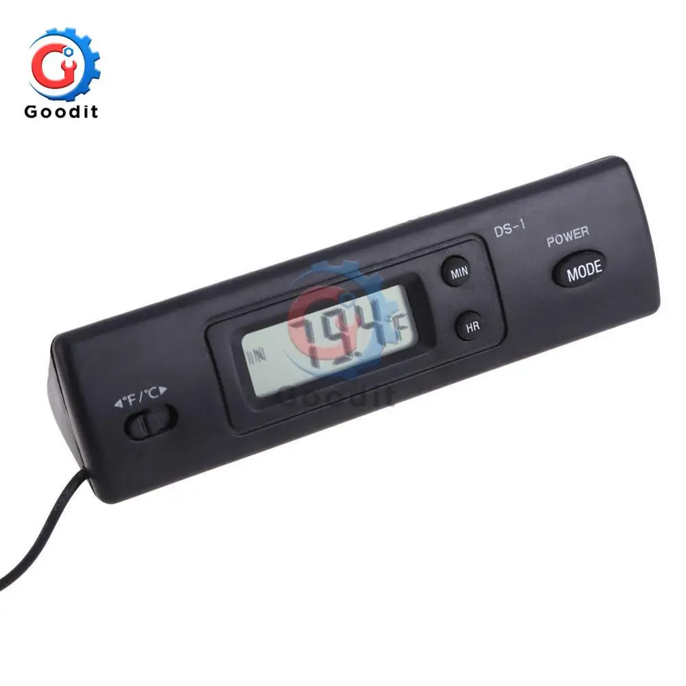 Auto Termometro Digitale con 2 Sonde In/Out Temperatura Temp Gauge Meter Fahrenheit Celsius Termografia Orologio Accessori Auto