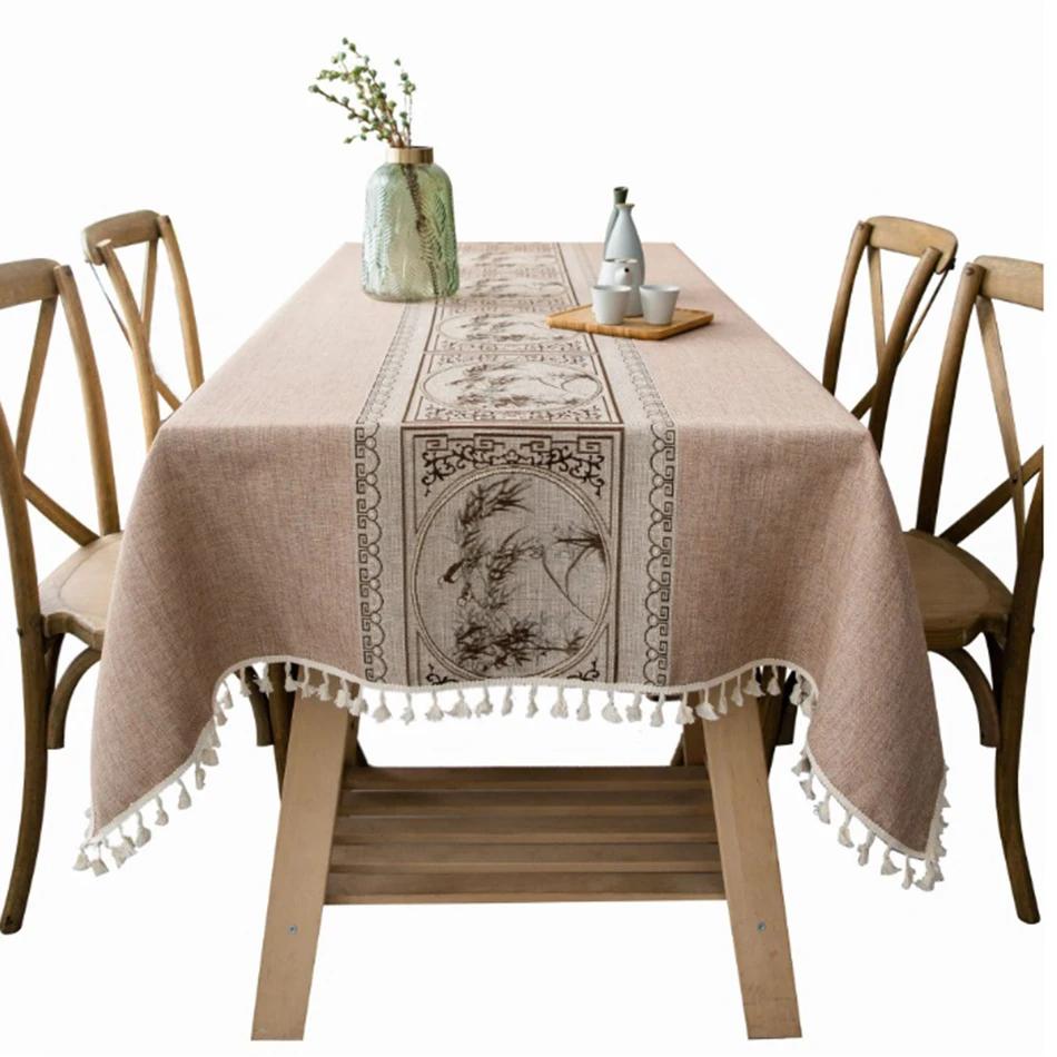 Japanese-Style  Rectangle Tablecloth,Dining Room Decoration Table Cloth Waterproof Fabric,Doilies for Kitchen Birthday