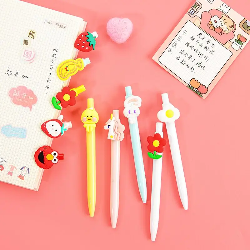 1PC 0.5mm Kawaii Press Style Black Ink Gel Pen Students Cute Signing Ball Pen School Office Stationery Accessories