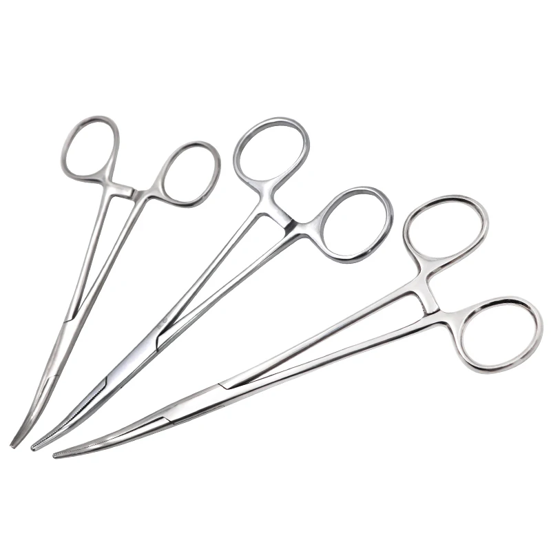 18/16/14cm Stainless Steel Hemostatic Clamp Forceps Surgical Forceps Tool  Hemostatic Forceps Pliers Straight/Elbow Tips