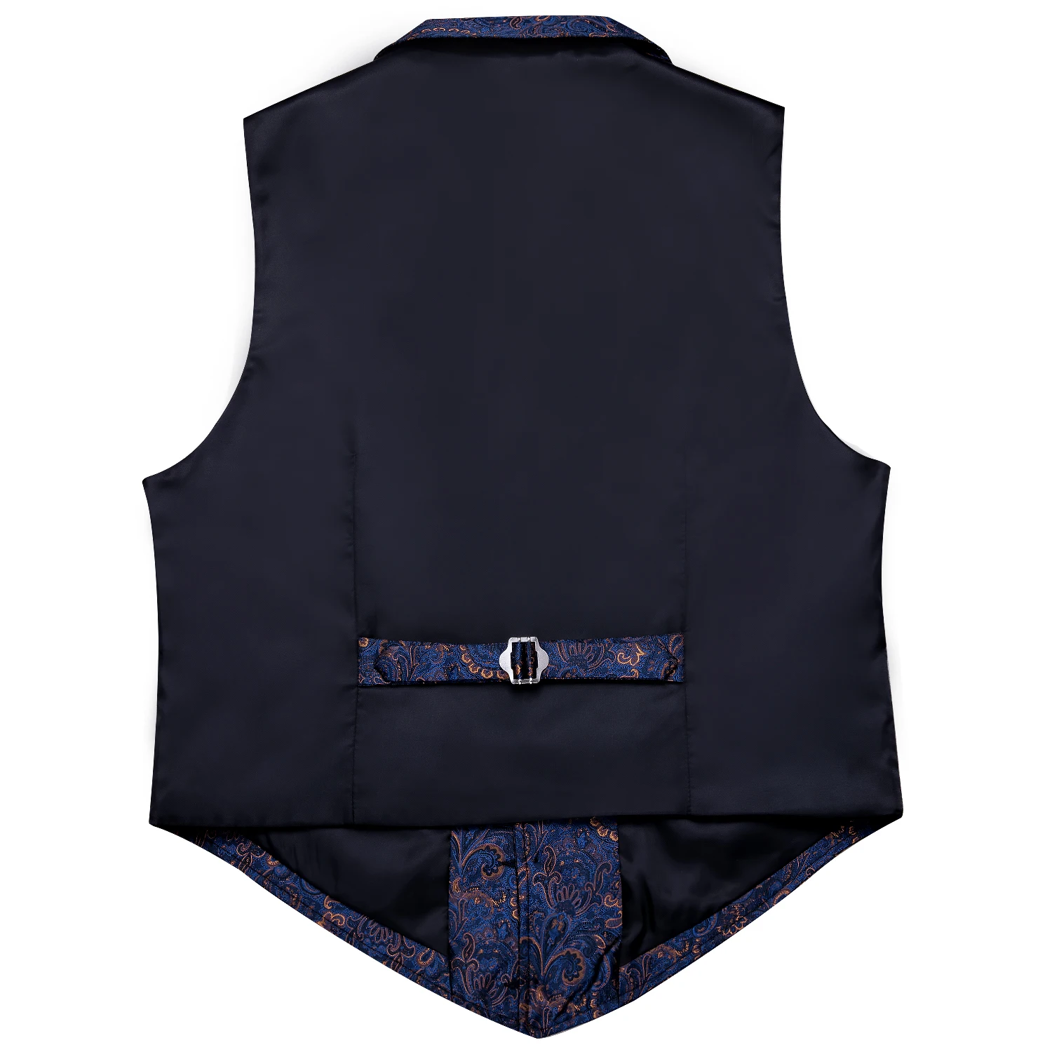 Barry.Wang Blue Paisley Herringbone Vest Coat Men Silk Suit Vest Single-Breasted Notched Lapel Waistcoat MD-2101