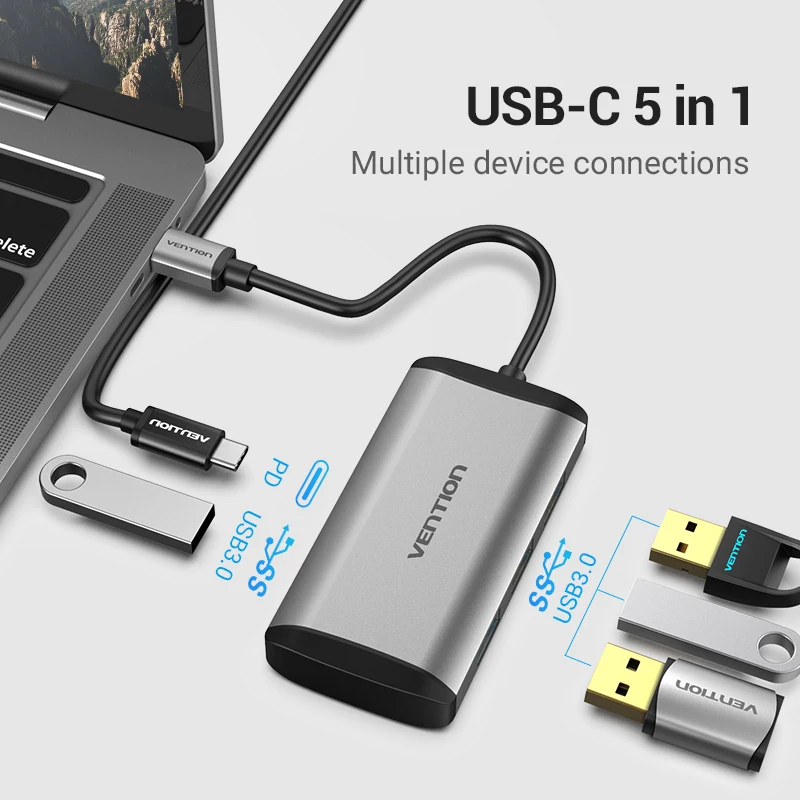 Vention USB hub 3.0 Type c Hub usb c Splitter High Speed Adapter for MacBook Pro Huawei Mate 30 USB-C Splitter Multi usb3.1 Port