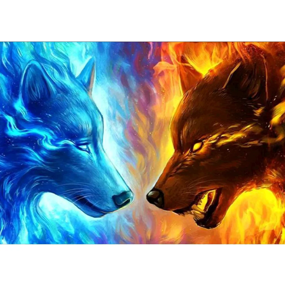 LaoJieYuan Wolf DIY 5D Diamond Painting Full Round Drill Resin Animal Diamond Embroidery Cross Stitch Home Decor Drop&ship Wall