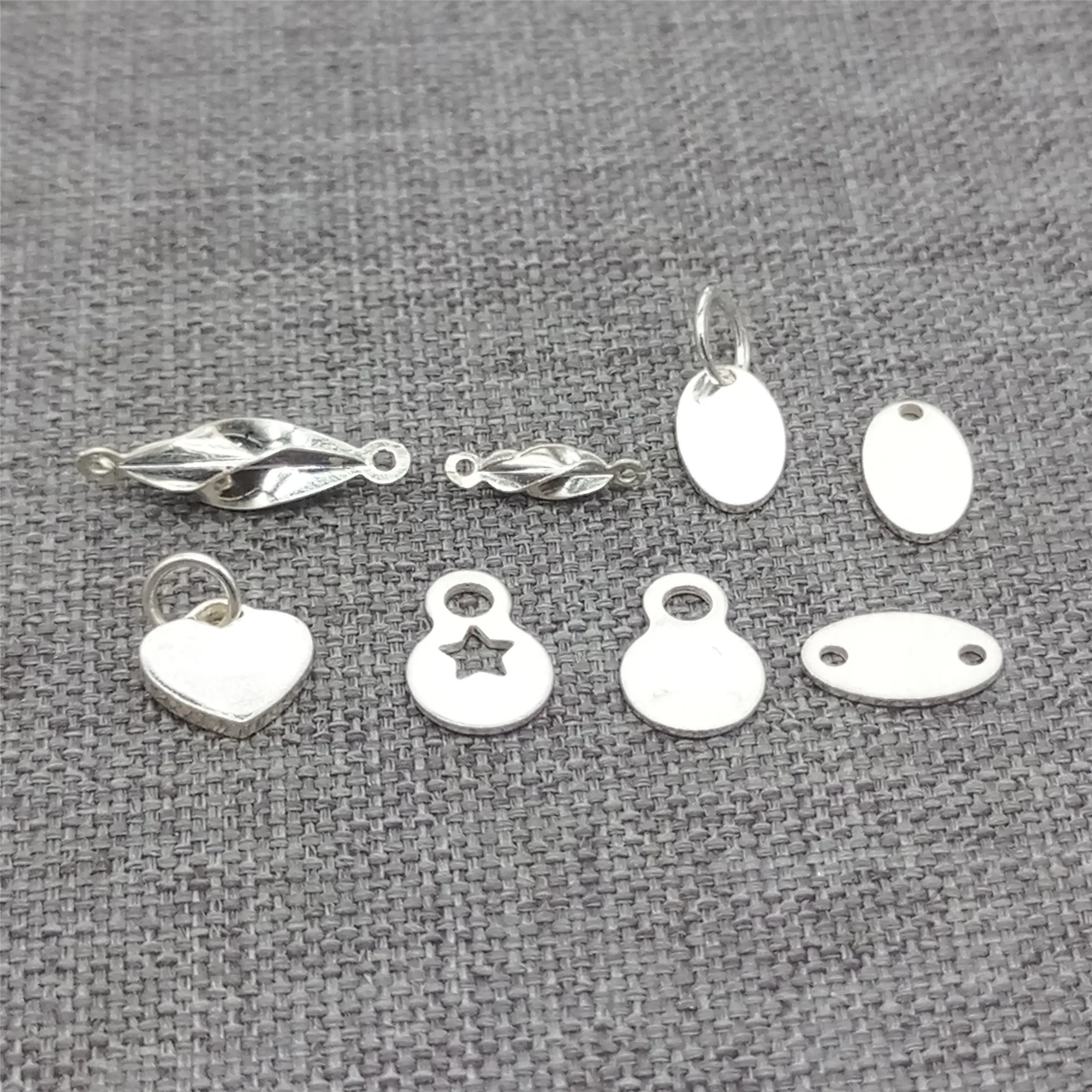 15pcs of 925 Sterling Silver Small Disc Tag Charms Connectors for Bracelet Necklace Extension