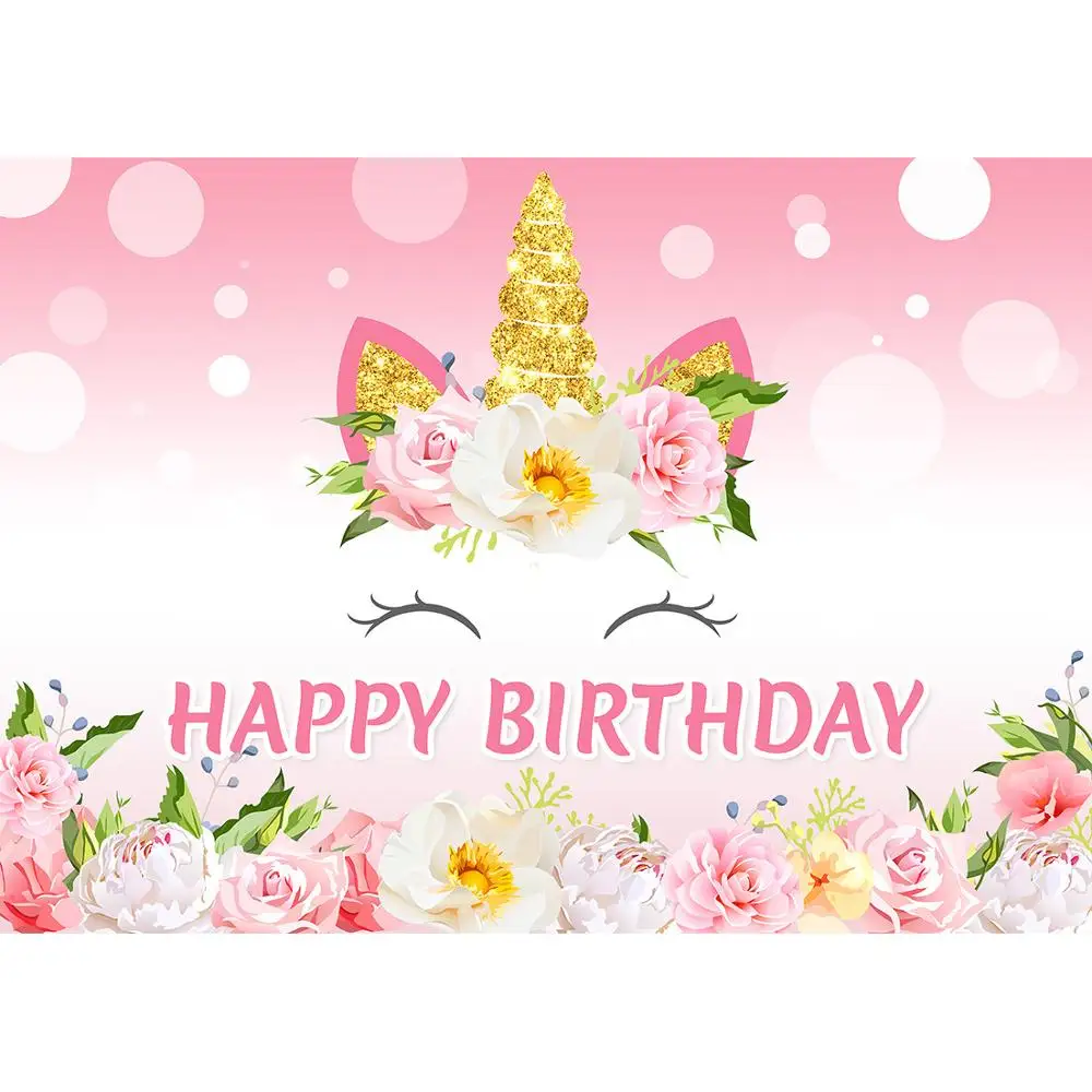 Z kwiatami jednorożcem tęcza nazwa własna baner urodzinowy tła Baby Shower noworodka fotografia Backdrops rekwizyt do studia fotograficznego