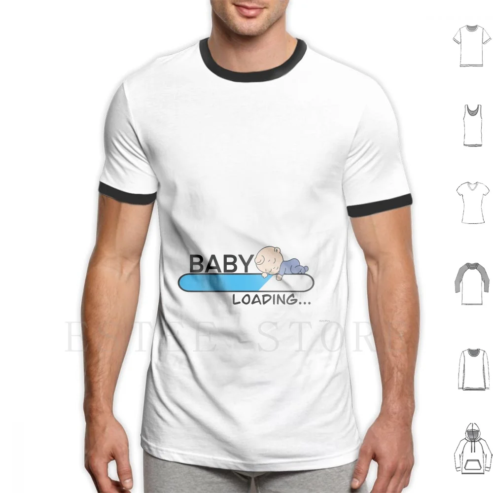 Baby Loading... Baby Boy On The Way T Shirt Cotton Men DIY Print Baby Boy Loading Pregnancy Revival Shower Blue Blu Bimbo Italy