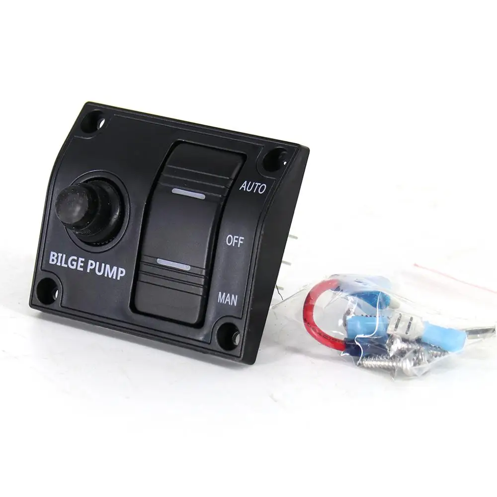 3 Way Bilge Pump Rocker Switch+Alarm Panel AUTO-OFF-MAN IP66 for Marine Boat 015-02