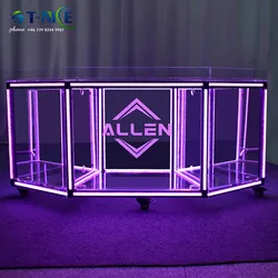 Disc Table Hot Sales DJ Stand Acrylic Bar Dj Mixer Table Modern Bar Booth Dj Equipment Club Mixer Dj Table With Colorful Lights