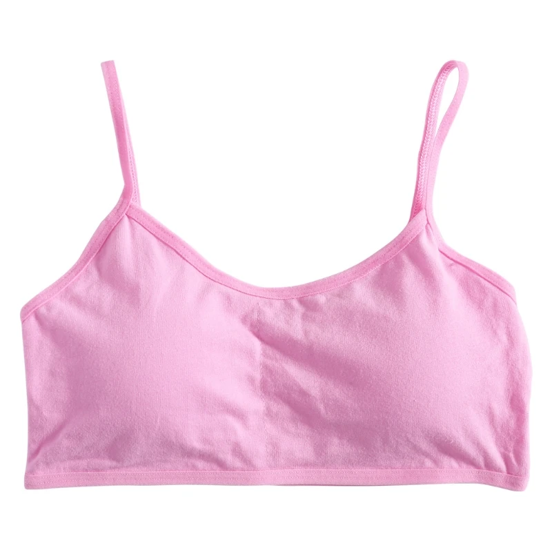 Young Girls Solid Soft Cotton Bra Puberty Teenage Breathable Underwear Kid Cloth E06F