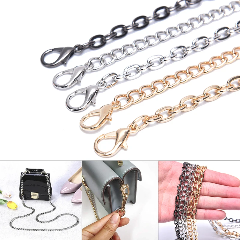 60-120cm Metal Handbag Purse Chain DIY Strap Handle Replacement Chain Shoulder Bag Chain Accessories Bag Spare Parts Metallic