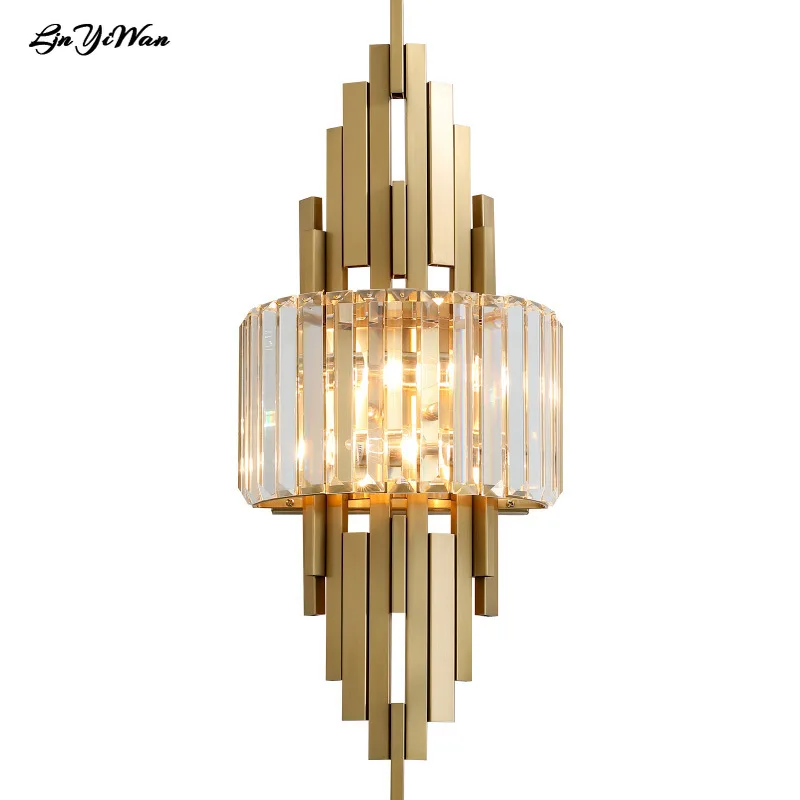 Post-modern light luxury crystal wall lamp Living room TV background wall lamp Bedroom bedside aisle stairs