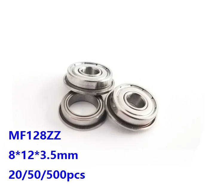 

20/50/500pcs MF128ZZ MF128 ZZ 8x12x3.5mm Miniature Flange deep groove ball bearings Double metal cover 8*12*3.5mm