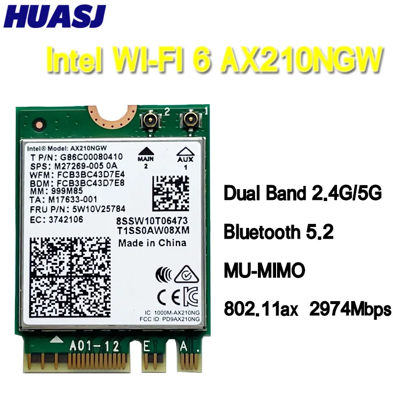 Intel AX210 Tarjeta WiFi 6E M.2 NGFF Doble Banda Bluetooth 5.2 - imagen 3