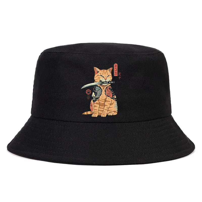 2021 Japanese new  men Catana male/female print cartoon cat fishing hat panama hat