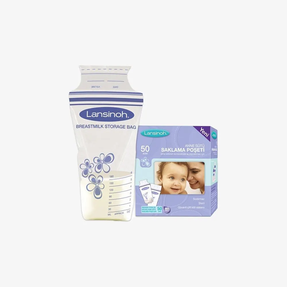 Lansinoh Breast Milk Storage Packs 50 pcs/pack Sterilized High Quality Double Lock System To Prevent Air Leakage, Leakage and Sp