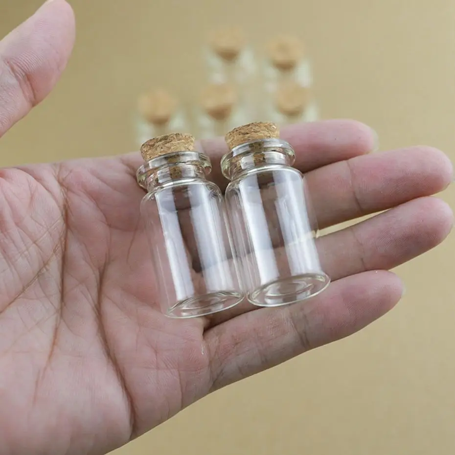 

50pcs/lot 22*40mm 8ml Mini Cork Glass Bottles Stopper Crafts Tiny Glass Jars Transparent Empty Glass Storage Jar Bottle