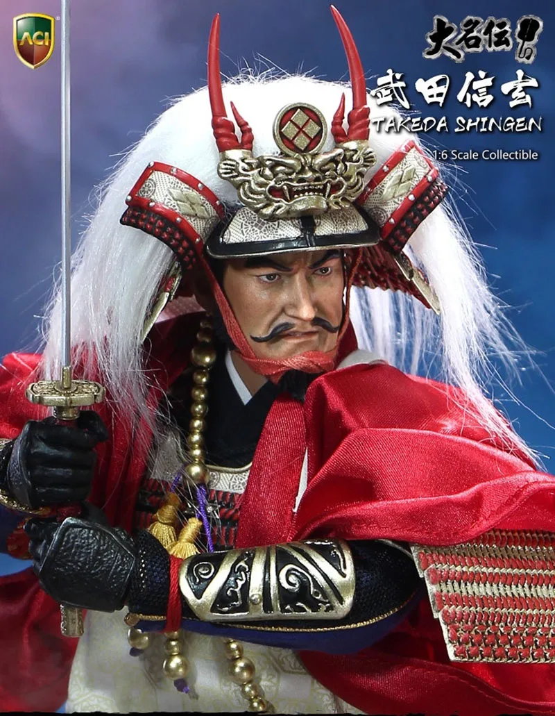 ACI TOYS ACI-32SP 1/6 Skala Japoński Samuraj Suwahara Kuoki Daisen Biografia Takeda Shingen Czerwona Zbroja Figurka Model Zabawki