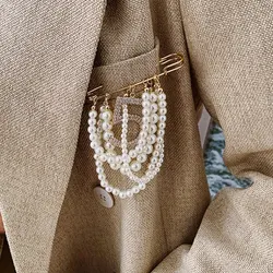 Fashion Pearl Figure 5 Tassel Brooch Big Pin Corsage Western Assembly Decoration
