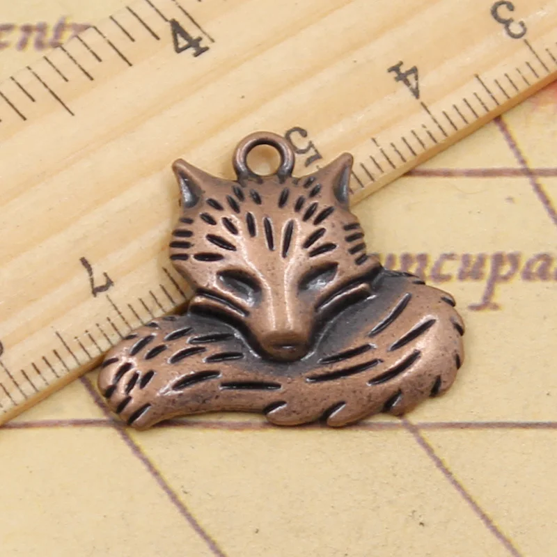5pcs Charms Wolf Tail Fox 24x28mm Tibetan Bronze Silver Color Pendants Antique Jewelry Making DIY Handmade Craft