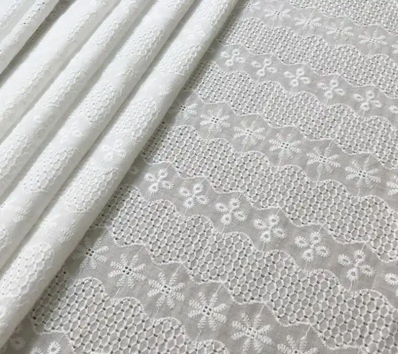 

Off White Lace Fabric, Cotton Lace Fabric, Cocktail Dress Lace Fabric, Flower Fabric, Embroidered Boho Costume Fabric