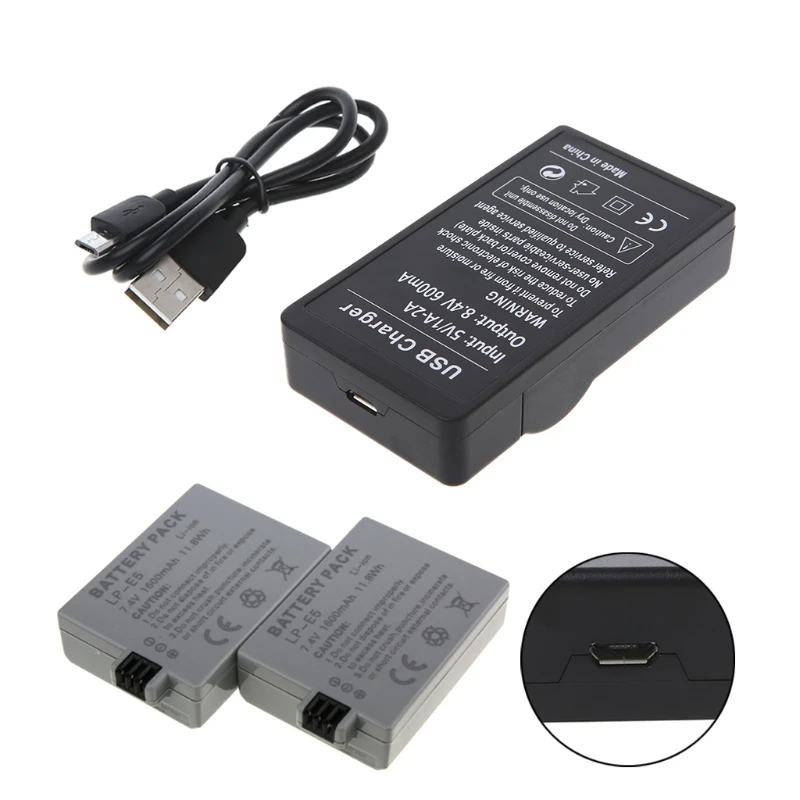 USB Battery Charger for canon LP-E5 EOS 1000D 450D 500D Kiss F Kiss X2 Rebel Xsi