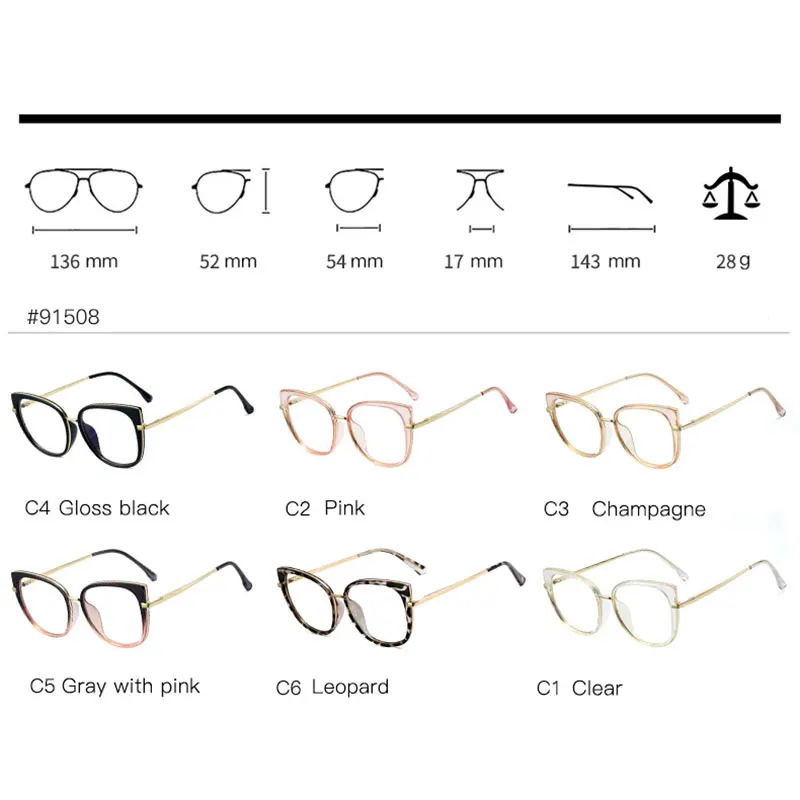 Blue Light Blocking Glasses Frame for Women Eyewear UV400 Filtering Harmful Blue Ray Optical Eyeglasses Spectacles Frame Female