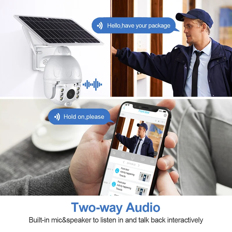 SECTEC Outdoor Solar Camera WIFI Wireless Security Protection Black Detachable Solar Cam Battery CCTV PIR Video Surveillance