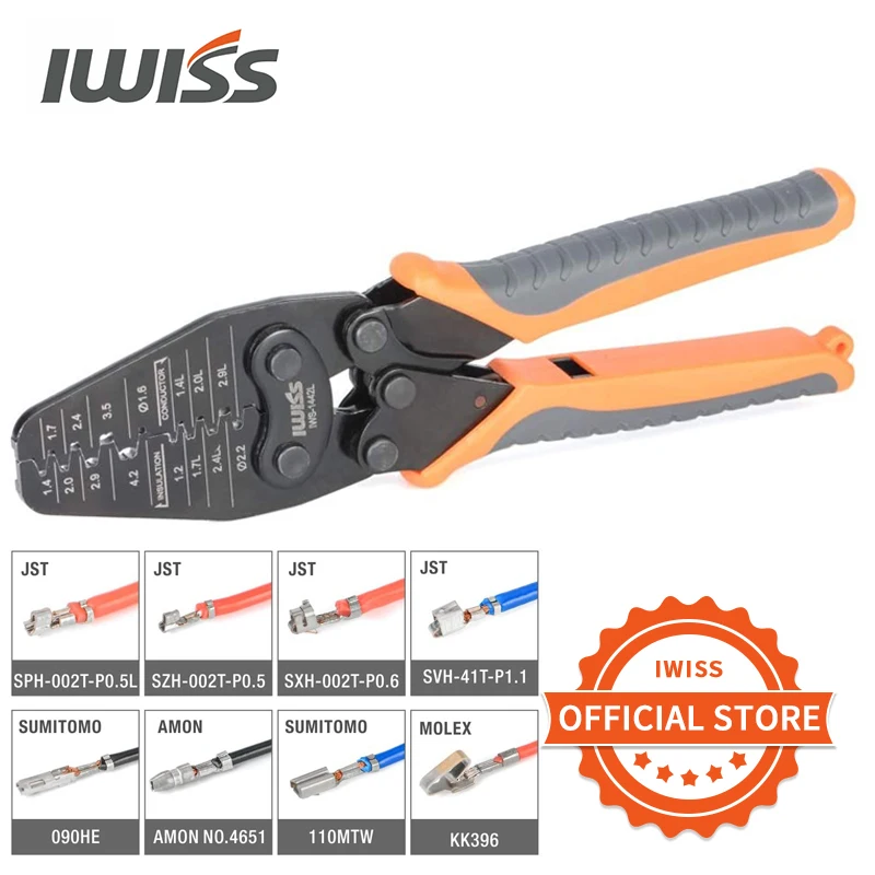 IWISS-Micro Conector Crimper, Alicate para Crimpagem AWG30-14 Open-Barrel e conectores de Molex,TE AMP JST JAE HRS, IWS-1442L