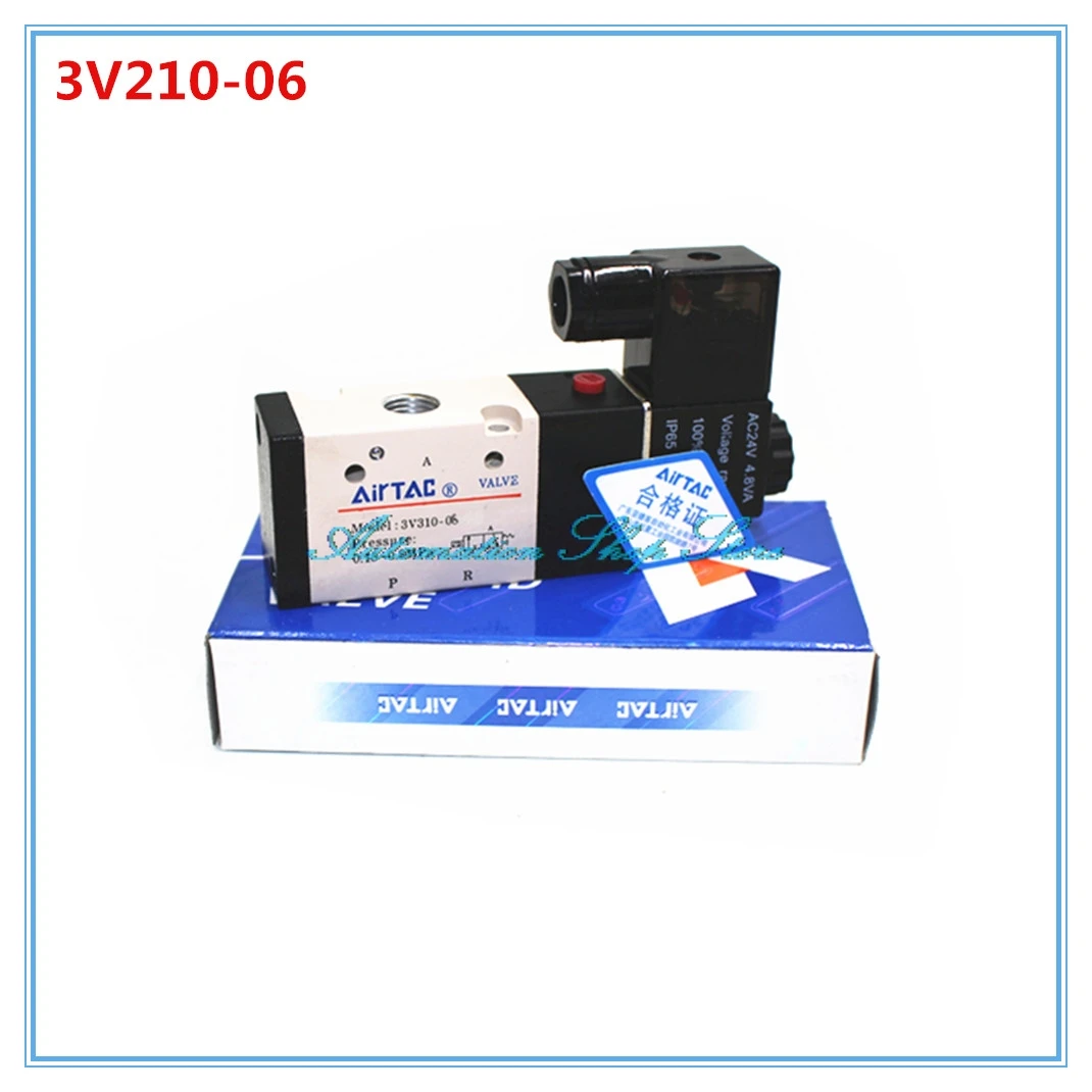 1/8'' Ports 3V210-06 2 Positions 3 Ways Pneumatic Solenoid Valve DC 12V 24V AC 110V 220V