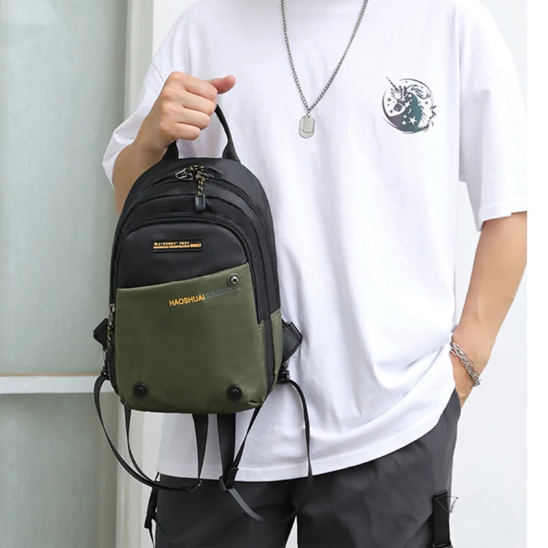 Männer Kleine Rucksack Rucksack Messenger Cross Body Brust Taschen Mehrzweck Military Reise Nylon Männlichen Mode Daypack Rucksack – Detail 9
