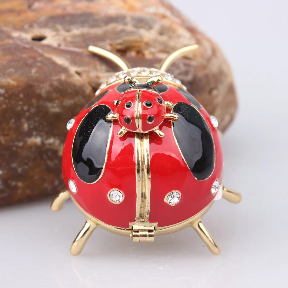 Ring Jewelry Box Art Crafts Home Decoration Metal Ornaments Beetle Enamel Storage Box Container Creative Gifts Room Modern Decor
