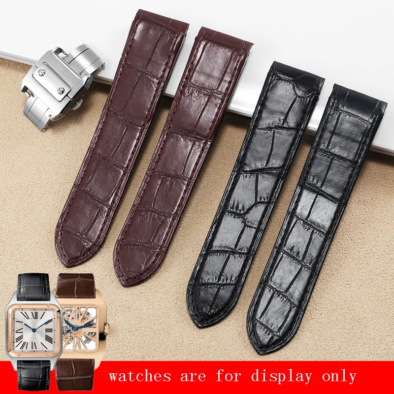 

Crocodile Leather Watchband Replacement Santos 100 Series Male's And Female's Genuine Leather Strap 23mm Black Brown