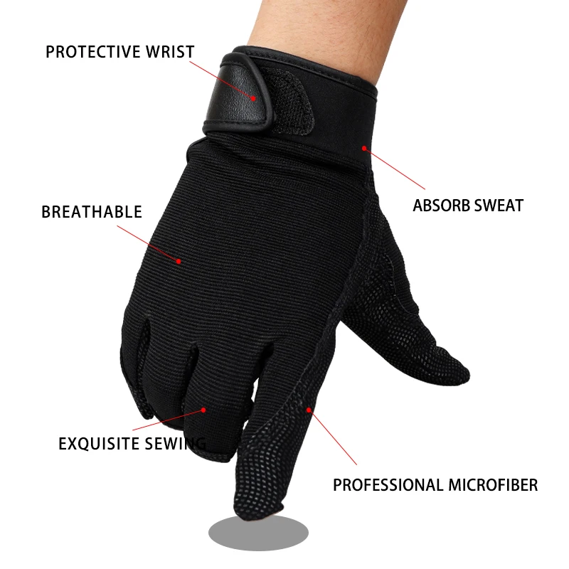 QIANGLEAF Stitching PU-Breathable Cloth Protective Outdoor Camping Tent Cycling Gardening Fishing Sport Black Muslim Gloves 2520