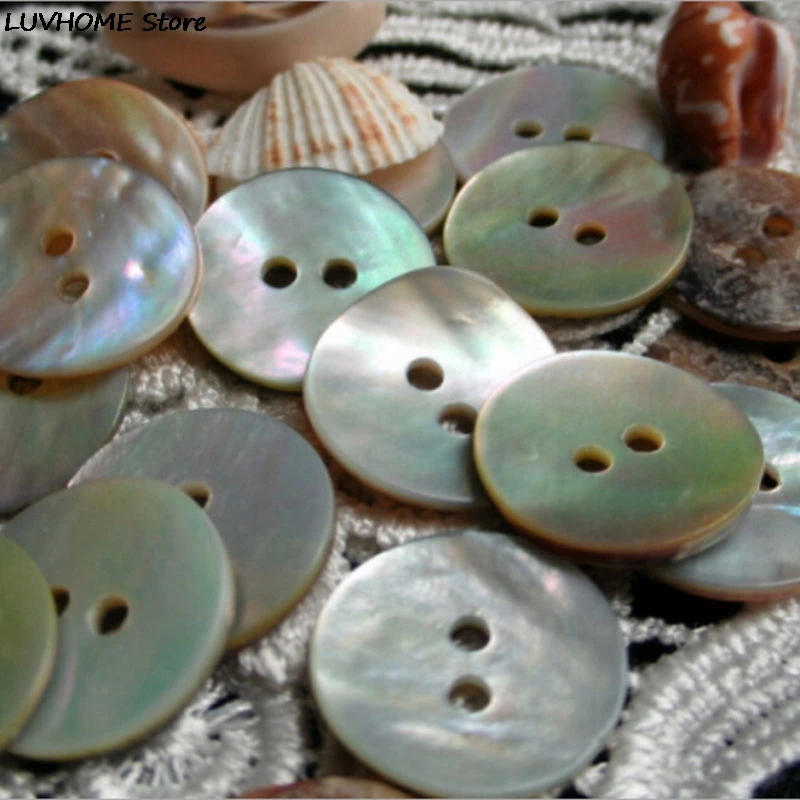 100PCS New 10mm Natural Shell Sewing Buttons Color Mother Of Pearl  Round Shell 2 Hole Button Wholesale