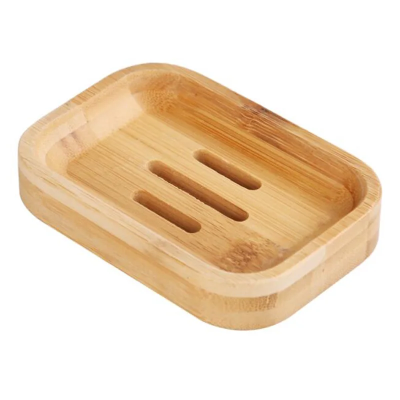 100pcs Bamboo Soap Dishes Tray Holder Storage Soap Rack Plate Box Container Bathroom Soap Box