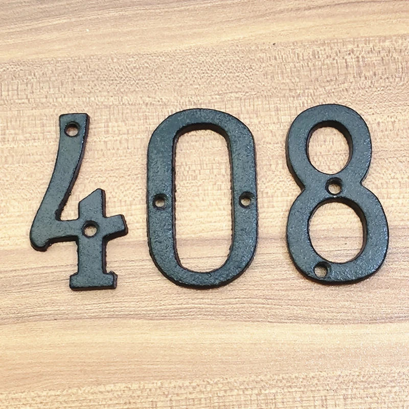 Metal Digital Door Numbers Cast Iron House Sign Doorplate Hotel Apartment Home Street Garden Outdoor Mailbox Numbers with Screws