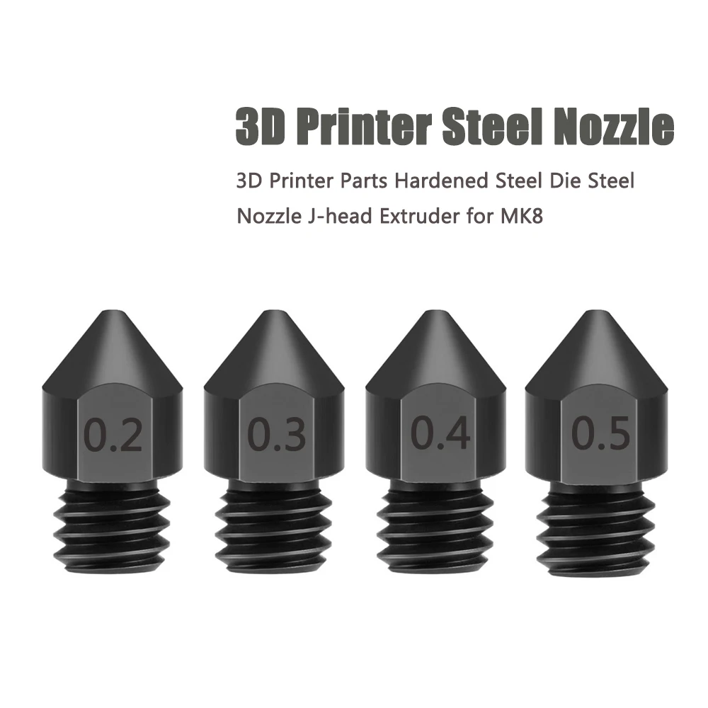 1/2PCS MK7 MK8 Nozzle Super Hard Steel Mold Corrosion-Resistant Extruder M6 Thread 1.75mm 3D Printer Nozzle For Ender3 V2 Hotend