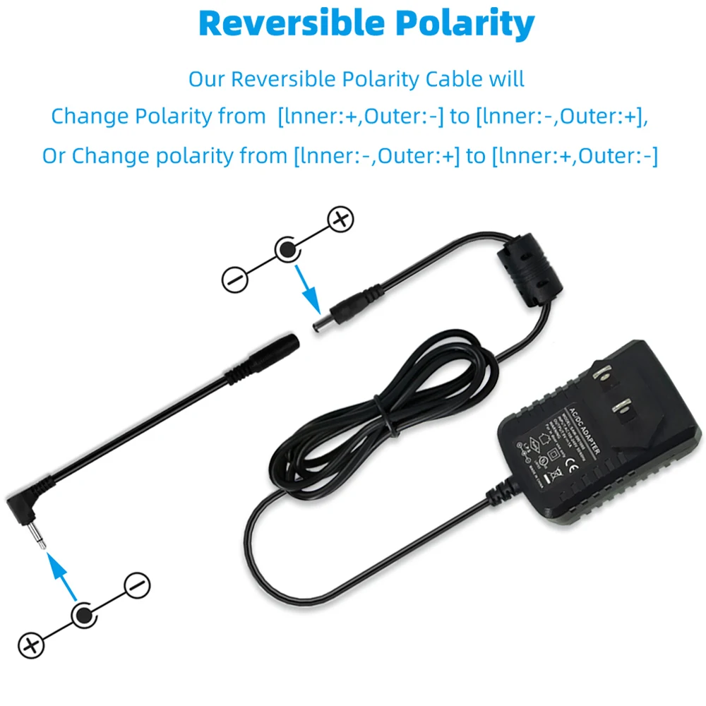 Reverse Polarity Cable 90 Degree Right Angle DC Power Converter Cable Extension Cord for Keyboard Electric Guitar Piano Pedal