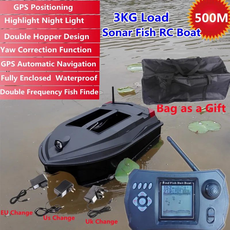 LargeSmart Sonar Remote Control Fishing Boat 500M GPS Positioning Auto Navigation 3KG Load Enclosed Dual Waterproof RC Bait Boat