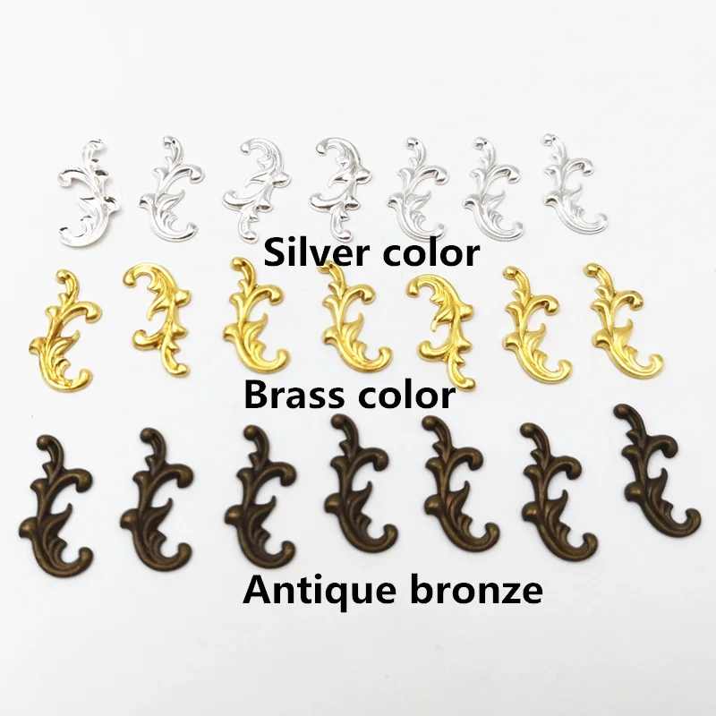 50 PCS 8X17mm Gold /Silver Color Brass Flower Filigree Flower Slice Charms Jewelry DIY Accessories Making