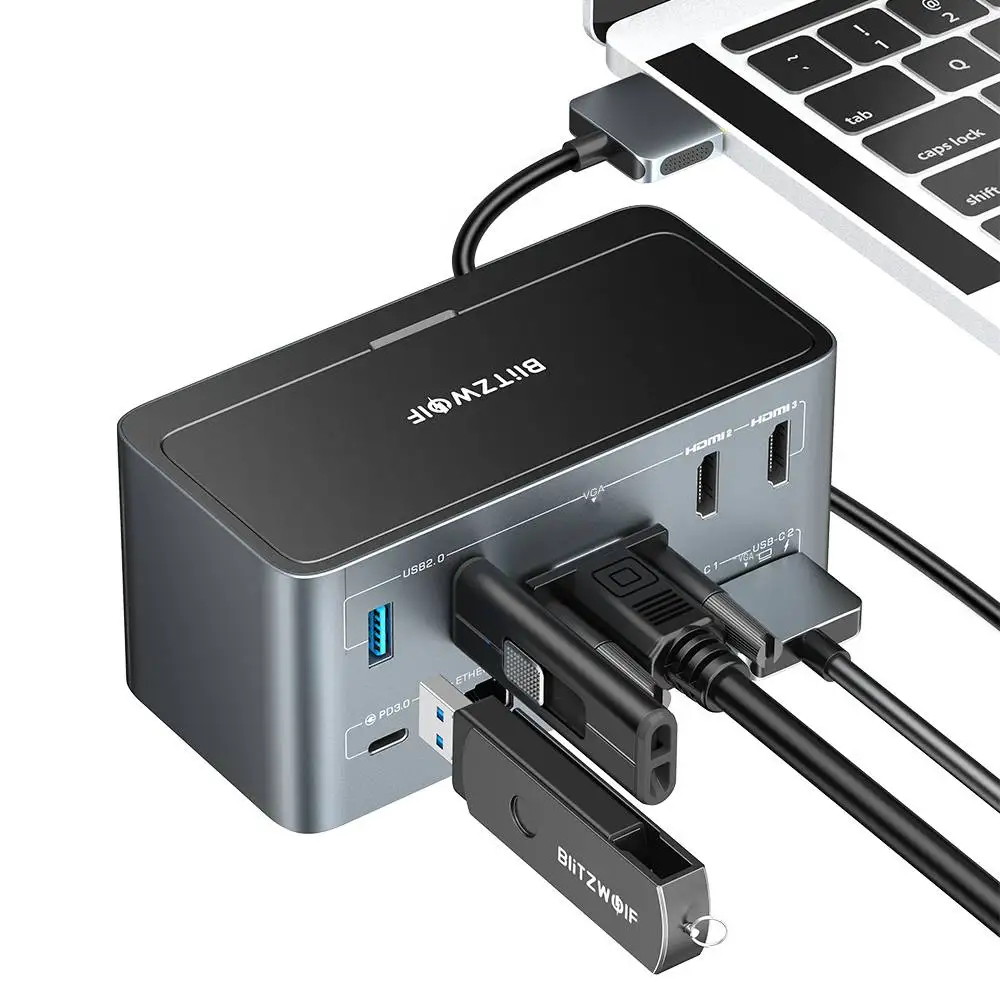 BlitzWolf BW-TH13 18-in-1 Docking Station USB C accessori per Laptop PC accessori per Computer Extensor Hub USB tipo-c Slot SD/TF