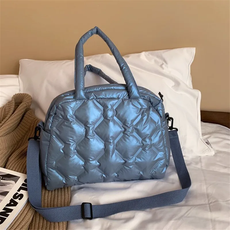 Luxury Designer Women Down Space Padded Handbag Shoulder Bag 2021 Winter Female Shell High Quality Quilted Tote Crossbody Bag